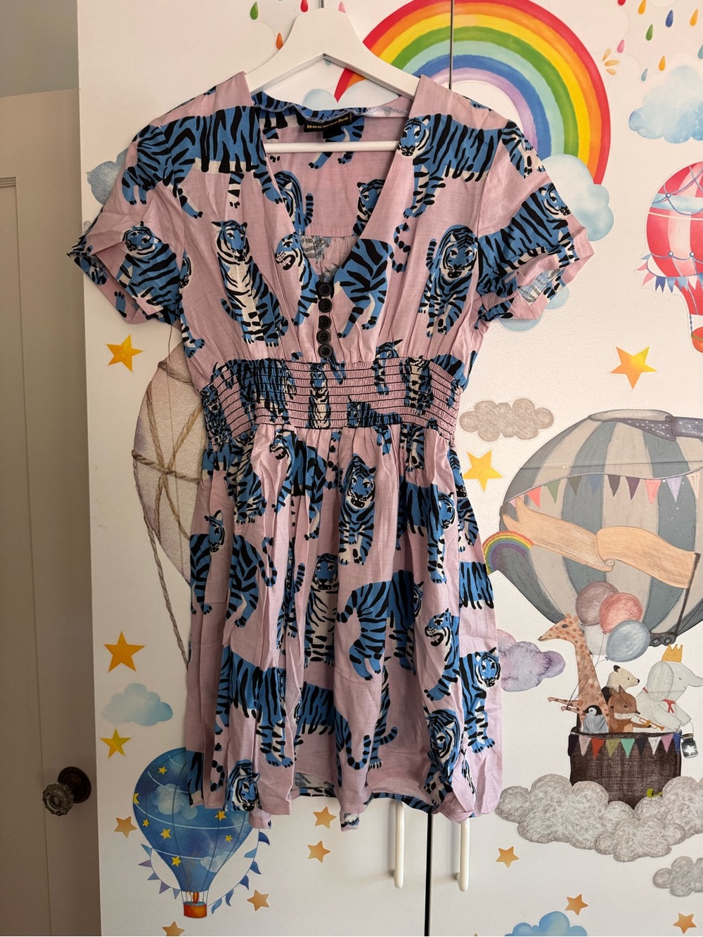 Nooworks blue tiger mini dress RARE HTF small NWOT